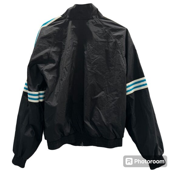 Adidas Vintage Windbreaker Bomber Jacket Black Zip Up Abstract Pattern Casual S - Picture 2 of 9